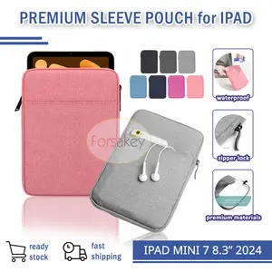 Sleeve untuk Tablet iPad Mini 7 8.3" 8,3 Inch 2024 A17 Pro Chip A2995 A2996 Premium Sleeve Pouch Storage Bag Tas Sarung Kantung Soft Case Casing Cover Tempat Tab Tablet Tebal Lembut Waterproof