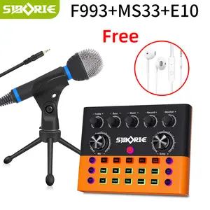 Siborie【Free headset】Soundcard F993+MS33/36 Paket Komplit Audio USB Eksternal Sound Card mic Mixer Bluetooth for HP PC IPAD Telepon seluler