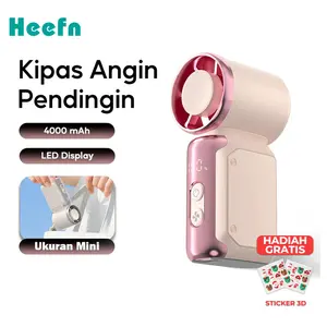 [Free Sticker] Heefn Kipas Angin Mini Genggam High Speed 20000Rpm 4000mAh Baterai LED Display Portabel & Ringan