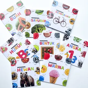 Mini Book Real Picture Buku Edukasi Anak Balita Hewan Buah Warna Angka Huruf Bilingual Indonesia Inggris