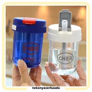 TSA (COD) Botol Anak CHER 300ml – Botol Minum Transparan Sedotan Portable Anti Tumpah & Anti Bocor, Training Cup Bayi Anak Warna Cerah BPA Free untuk Sekolah dan Harian