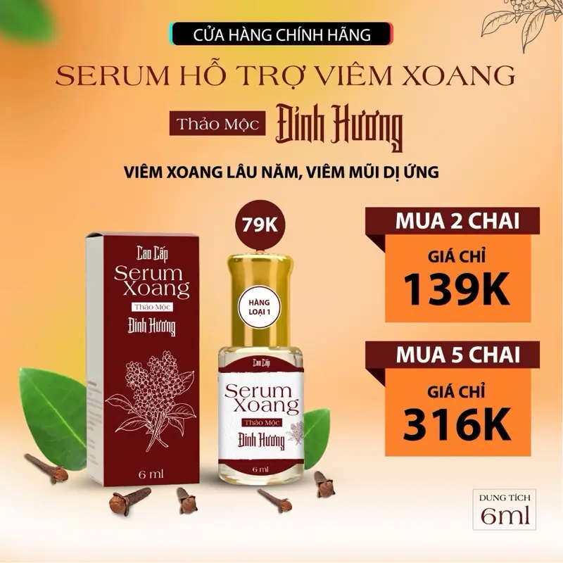 [L01] Serum Hỗ Trợ Viêm Xoang - THẢO MỘC ĐINH HƯƠNG (6ml) - Hỗ Trợ Viêm Xoang, Hỗ Trợ Đau Nhức Đầu Viêm Mũi Dị Ứng, Nhức 2 Cánh Mũi Lan Lên Trán, Chóng Mặt, Nghẹt Mũi. - 1
