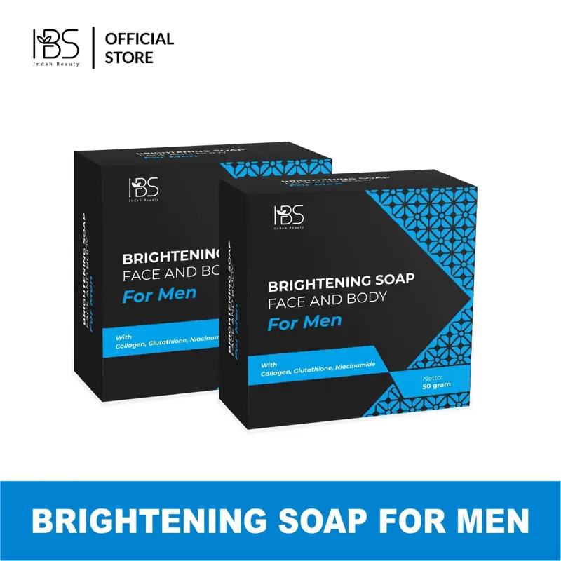 IBS Brightening Soap For Men (Hitam 2pcs) Sabun Mandi Perawatan Wajah & Tubuh Mencerahkan Kulit Berjerawat Berminyak Kusam dengan Glutathione & Niacinamide - Shop