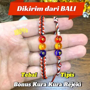 Gelang Tridatu Aura Rejeki Tiga B4tu Krist4l Tali Tebal atau Tipis Bali Asli - Bracelets dengan Kristal untuk Meningkatkan Aura Positif