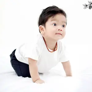 Amber Buddy | XB54C Kalung & Gelang Amber Bayi Cognac Glossy - 32cm & 14cm