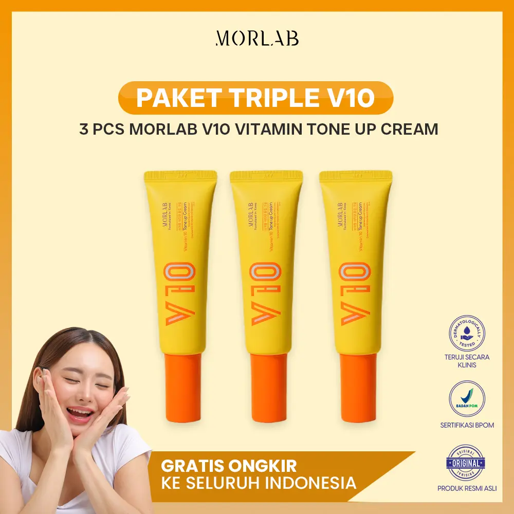 MORLAB - PAKET TRIPLE V10 VITAMIN TONE UP CREAM (BPOM) - Shop | Tokopedia