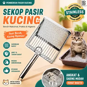 Serokan Pasir  Cat Litter Skoop Kucing Sekop Debu Logam Kucing Sekop Serokan Pasir Stainless Sekop Kotoran Hewan Penyerok Pasir Serbaguna