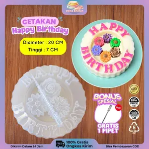 PAKET HAPPY BIRTHDAY (3 PCS Cetakan bunga + 1 cetakan HAPPY BIRTHDAY + 1 pcs pipet tetes 1 ml)