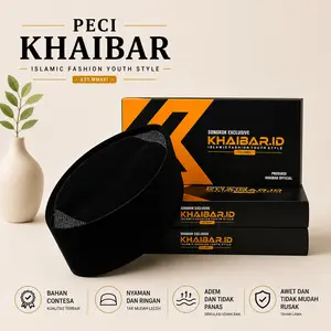 Khaibar Songkok Peci Hitam Polos Dewasa dan Kopiah Hitam Anak Anak Pria Muslim Untuk Ibadah Solat kopiah  hitam