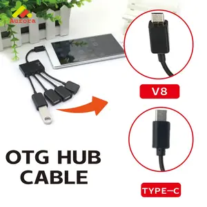 Kabel Adaptor OTG Micro USB Multifungsi - HUB 3 Port USB Female to Micro USB OTG Charger & Data Sync untuk Kamera & Power Bank