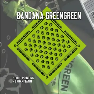 Bandana CORTIS GREENGREEN FullPrinting Bahan Satin 50x50 60x60 70x70 80x80