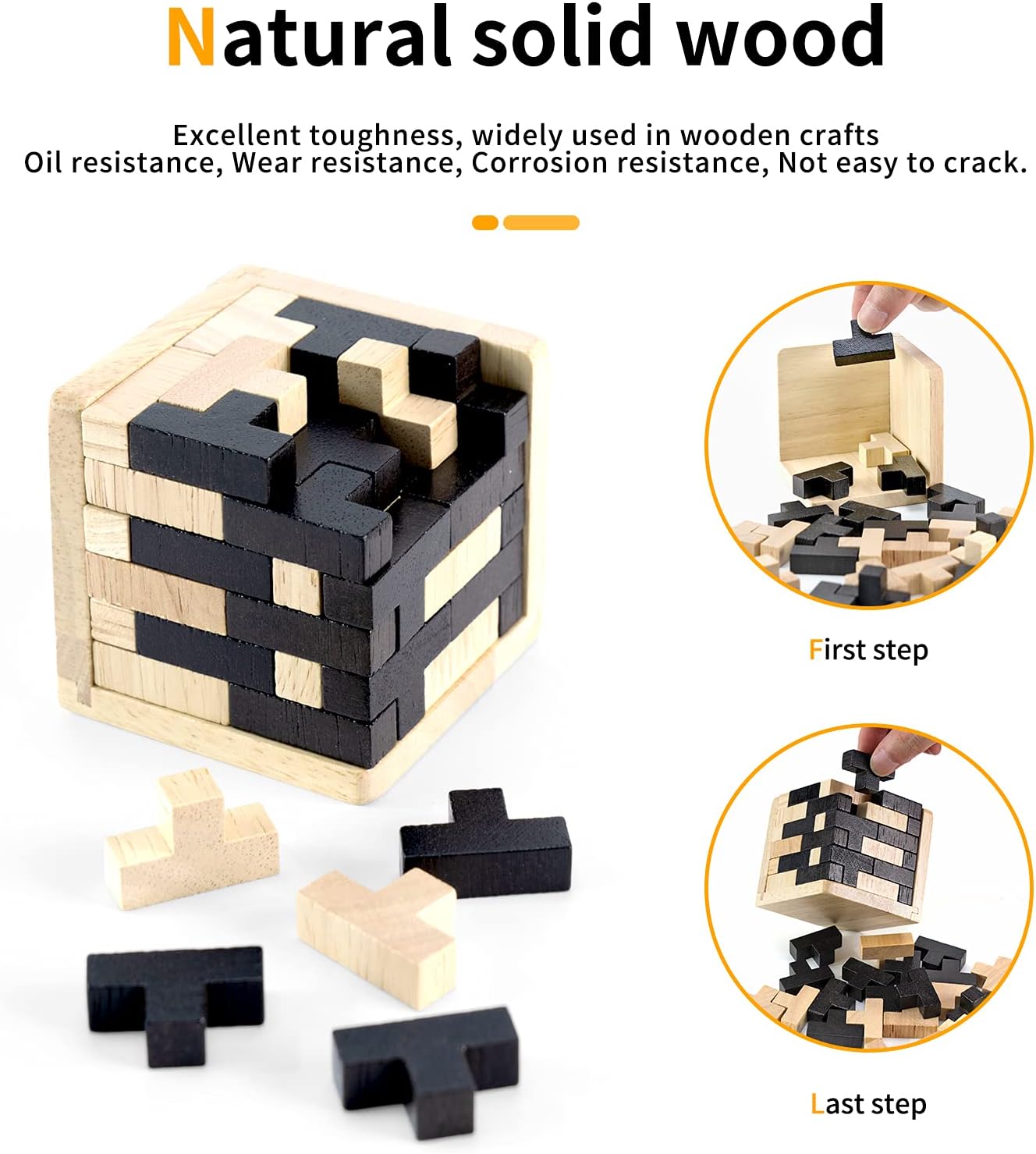 Mainan Edukasi Puzzle Kayu 3D Kubus Tetris Assembly Brain Teaser