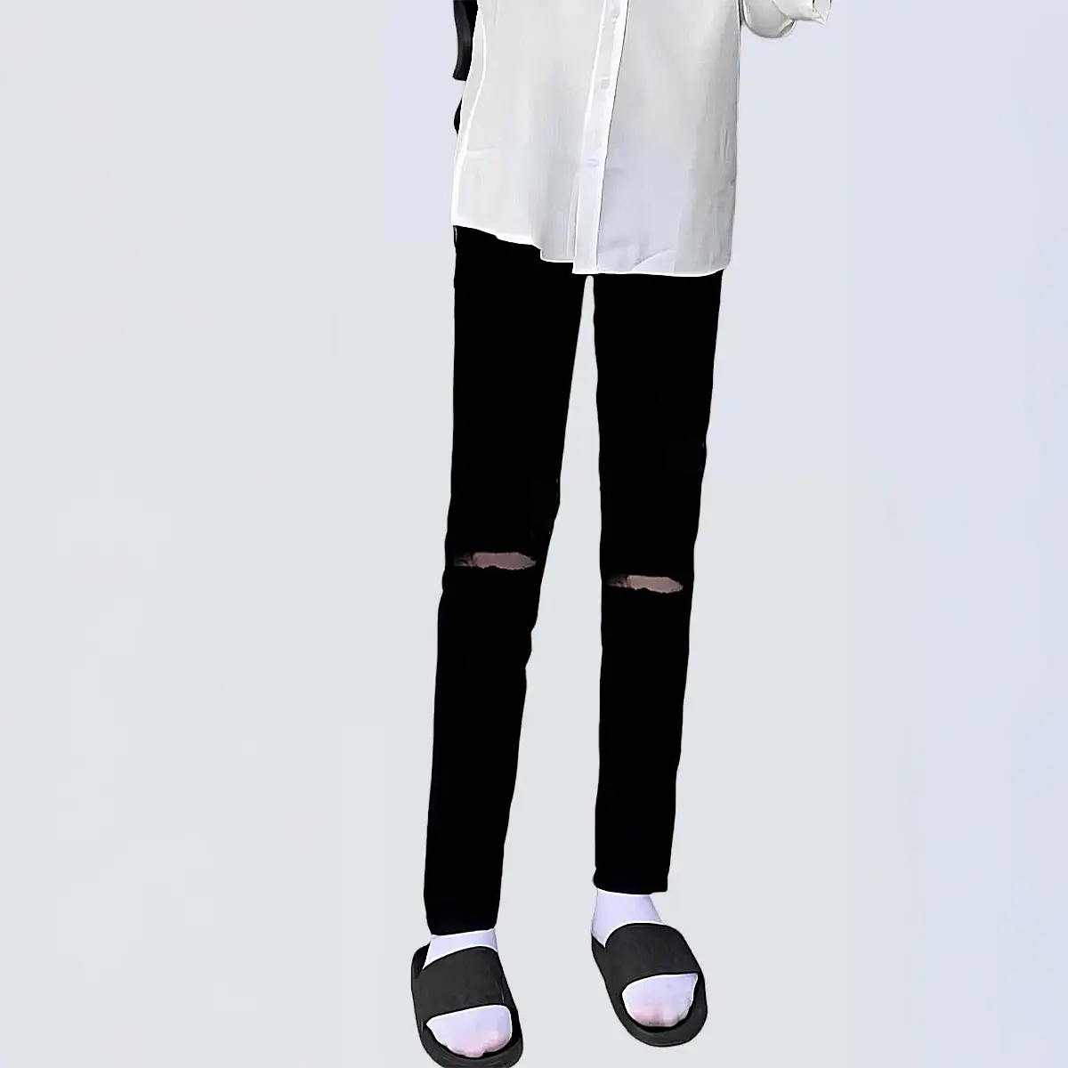 TOP BÁN CHẠY - Quần jean nam rách gối màu đen trơn chất bò đẹp co dãn tốt 4 chiều Có Túi form dáng skinny boy phố QJ50 Menswear Pants TCS Trùm Chuyên Sỉ