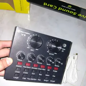 V8-Live Sound Card, USB External V8 Karaoke Recording Mobile Audio Mixer, Audio Live Broadcast KTV Sound Card for Live Broadcast, K Songs, Recording