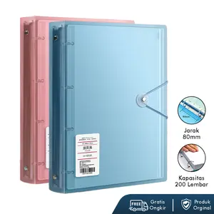 Map Binder A4 Transparan 4 Ring Kapasitas 200 Lembar Folder Dokumen Plastik Premium Karet Pengunci, Waterproof Dan Tahan Lama WJJ-0525