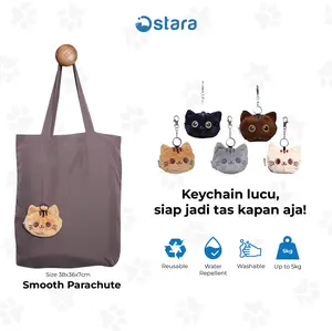 Ostara Tas Belanja Premium - Neko |  Shopping Bag | Gantungan Kunci | Tas Lipat Premium | Totebag Permium