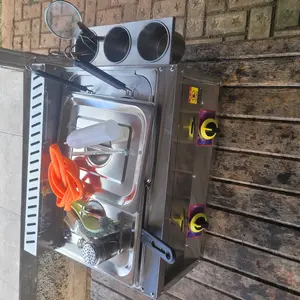 XINHONG Penggorengan gas multifungsi dan wajan datar Stainless Steel dengan saringan Penggorengan Keripik untuk Restoran Komersial Dapur Rumah