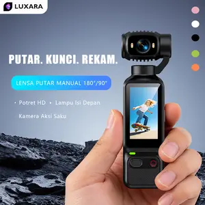 LUXARA Action Kamera HD Lensa Putar Manual 180°/90° dengan Front Fill Light | Camera Vlog Pocket untuk TikTok Helm Motor Sepeda Outdoor Diving & Swimming | Mini Sports Cam Portable Anti Shake