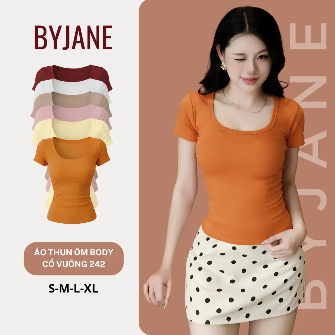 [MÀU MỚI] Áo thun trơn nữ cổ vuông body - BYJANE - 242