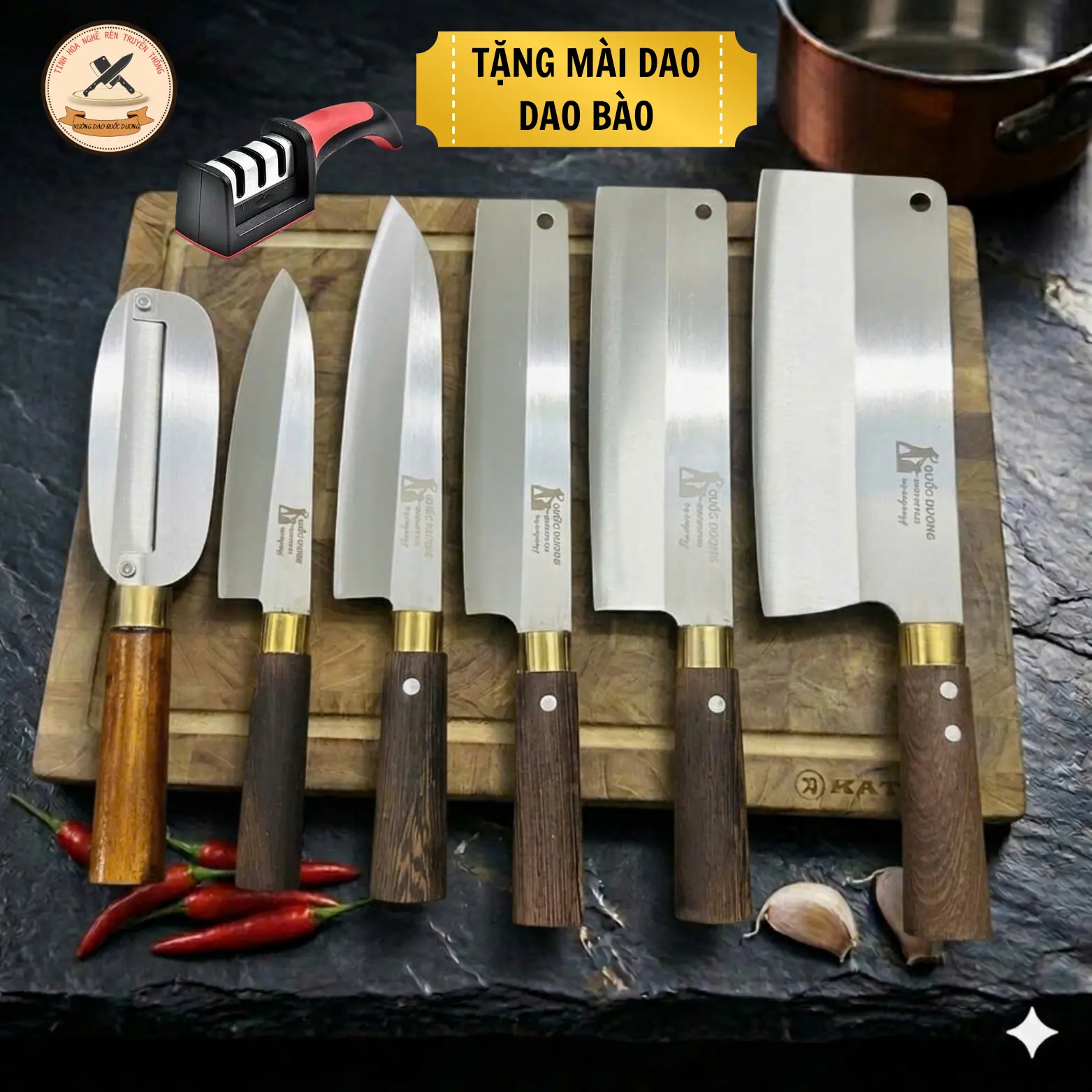 [Tặng dao bào, tặng mài dao]  Bộ 5 dao thép trắng không han gỉ với độ cứng lên tới 60HRC đầy đủ quy trình hoàn thiện - Mã 01