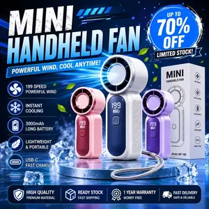 【Gift001】High speed Kipas Mini  LED Strong Portable Wind 100 Gear Wind Speed Kipas Angin Adjustable Turbo Kipas Tangan High Speed 20000RPM untuk Olahraga Luar Ruangan
