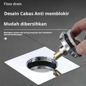 Saringan lantai injak anti bau, penutup saluran pembuangan anti balik baju stainless steel universal kamar mandi