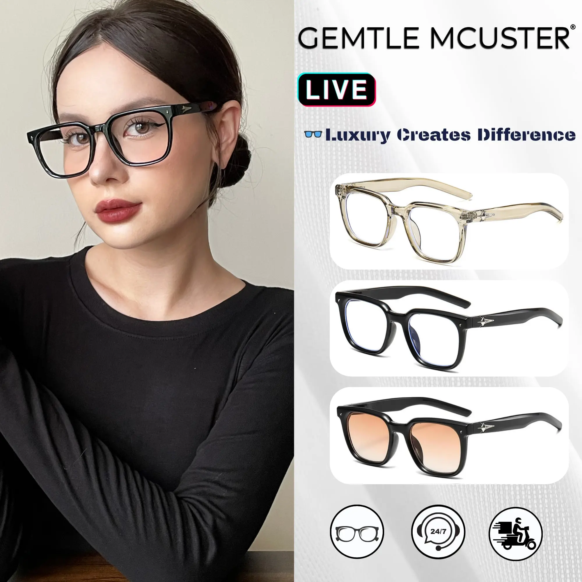 【GEMTLE MCUSTER】Kính Râm Nam Nữ Cao Cấp Phong Cách Đường Phố Chống Tia UV UV400 G26 Khung PC & Kim Loại Ống Kính P C Kích Thước 144mm x 53mm x 49mm Unisex Thời Trang