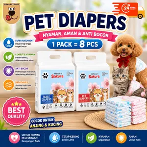 Termurah -(1PACK - 8 PCS) Popok Anjing Popok Diapers Cat Dog Belly Belt Mens Diaper Pampers Anjing - Diaper Male Pet Diapers Popok Anjing Jantan Pempers Doggy Puppy Anti Pipis - Size S - XL Diaper/Popok Anjing & Kucing Jantan (Male) isi 8 pcs