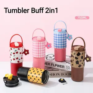 Tumbler Stainless 316 750ml Free Gantungan / fun Star Botol Minum Termos Vacuum Tahan Panas Tahan Dingi / Termos Motif Viral