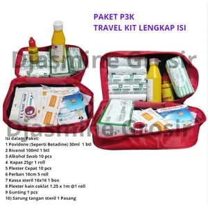 Paket P3K Travel Kit/ Pouch First Aid Bag Kit / Paket P3K Tas Jinjing Kecil dengan ISI/ P3K Mobil