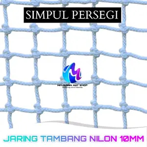 Maulana Net Shop Jaring Tambang Nilon 10mm Simpul Persegi Putih Kuat Tahan Beban 400kg Ayunan Gantung Camping Outdoor Hammock