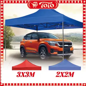 Atap Tenda Lipat 3x3 / 2x2 Bahan Polyester 420D Tahan Air Cover Tenda Biru Merah Hanya Terpal Atap Saja Tidak Termasuk Besi Tenda