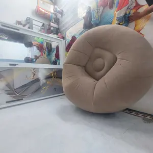 Bean Bag Dewasa Single Sofa agnin Minimalis 110x110x85cm Coklat Tahan Air Pompa Gratis Kuat & Tahan Lama Desain Elegan Furniture，Sofa tunggal untuk rumah kecil, sofa tiup santai, tebal dan mudah dibawa