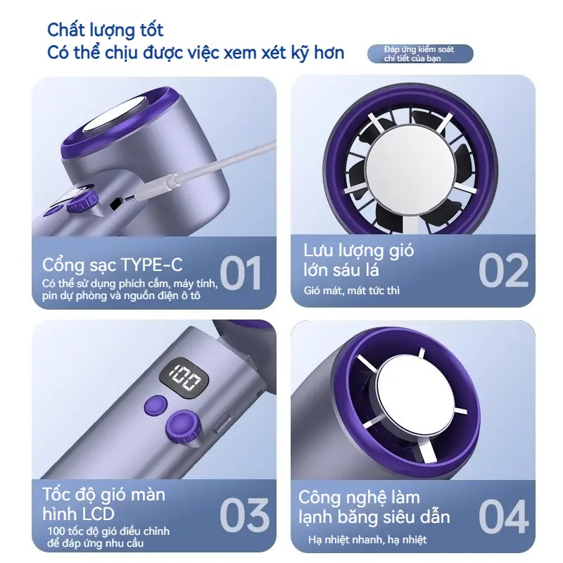 Quạt sò lạnh  Qiangts 2027 Chế độ làm mát 0 độ, với 199 bánh răng tốc độ, Màn hình kỹ thuật số, Có Thể Sạc Lại 3000mAh, Động cơ không chổi than, Hỗ trợ cả ngoài trời và trong nhà | BigBuy360 - bigbuy360.vn