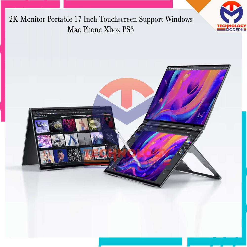 2K Dual Monitor Portable Touchscreen 17 Inch Support Windows & Mac with Mini HDMI & Type C Input