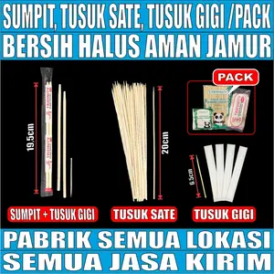 Trifinity Sumpit Bambu Besar Bersih Halus Kering / Tusuk Gigi Higienis / Tusuk Sate Panda Pack JSP