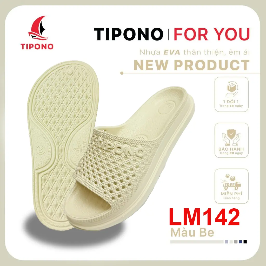 TIPONO LM142 Dép Quai Ngang EVA Tổ Ong Êm Nhẹ, Chống Trơn, Không Bí, Đi Học Đi Chơi