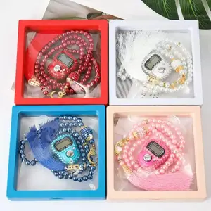 Tasbih Digital 99 Butir Batu Permata & Mutiara Pastel Box | Pabrik Grosir