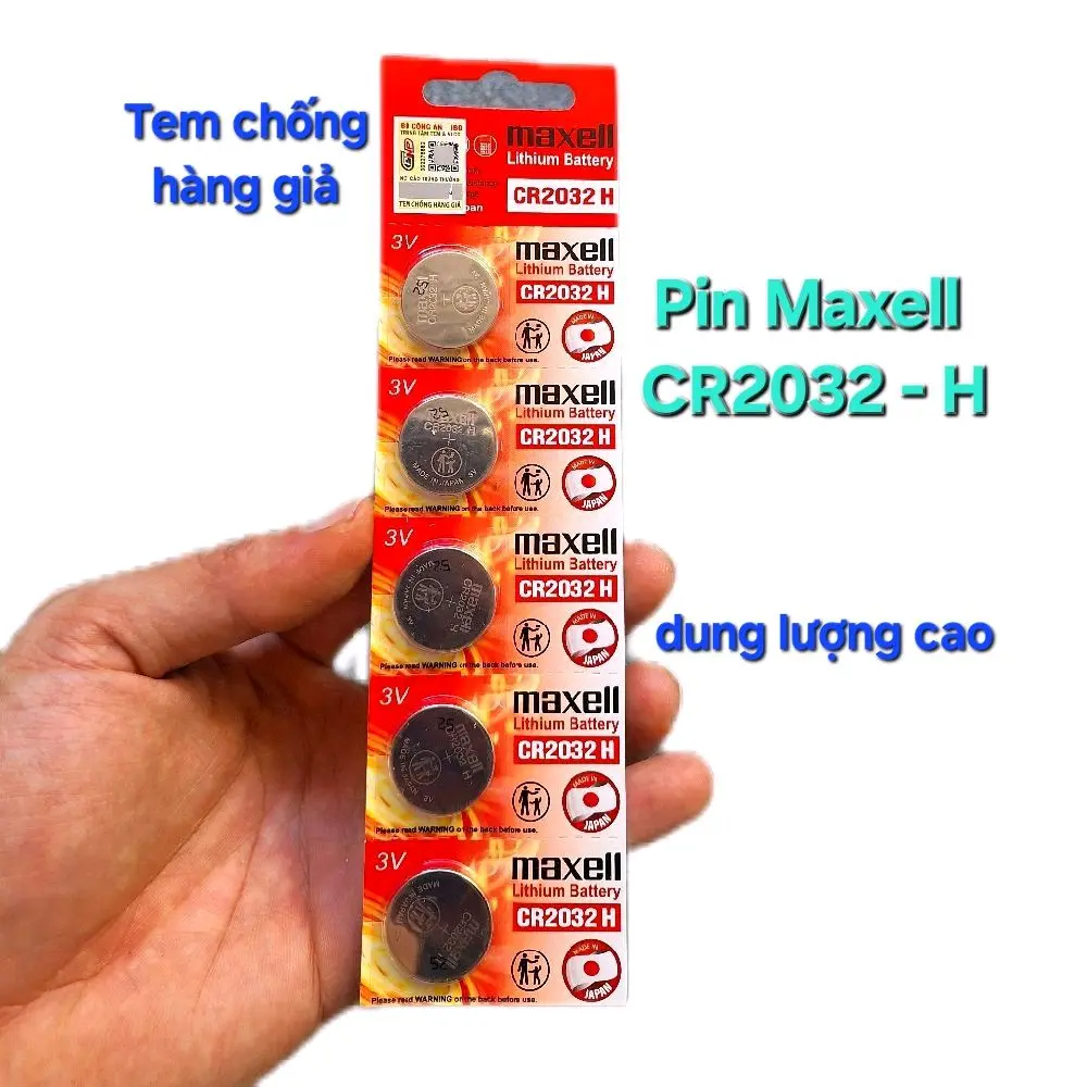 1 Vỉ 5 viên Pin Maxell CR 2032H loại Head tin dùng siêu bền (dùng lên đến 2 năm ) thay cho remote điều khiển từ xa cho xe máy,oto