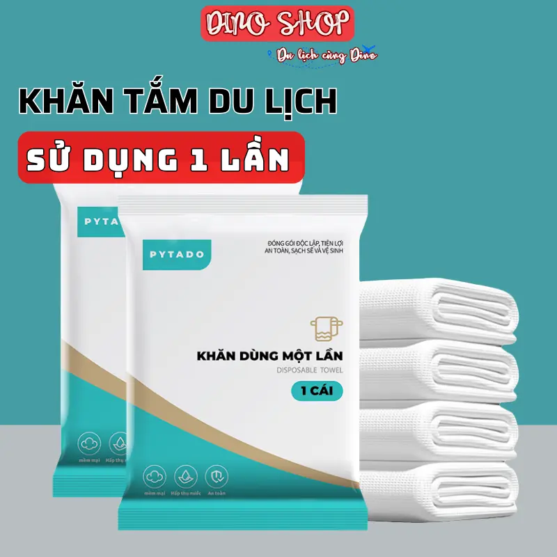 DINO Khăn Tắm Du Lịch Sử Dụng Một Lần Sợi Vải Cellulose Phân Hủy Sinh Học Thấm Hút Mạnh Mềm Mịn Không Kích Ứng Da - 1