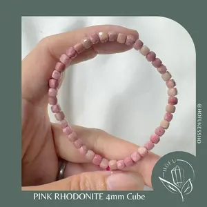 Gelang Batu Alam Pink Rhodonite Natural Crystal Bracelet
