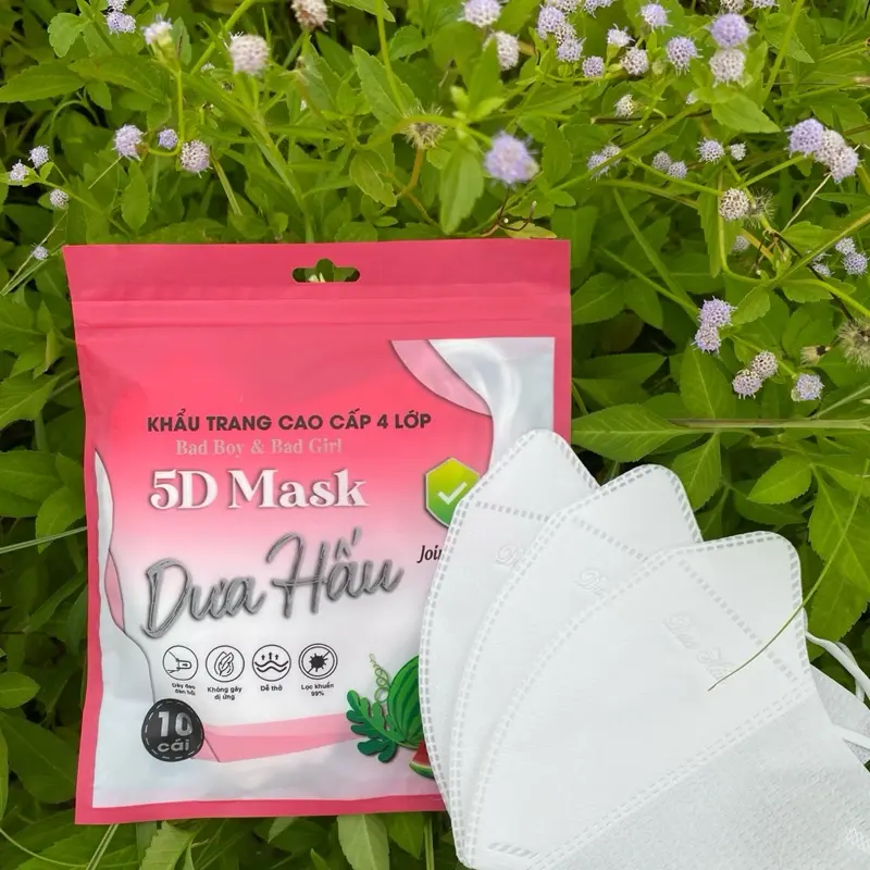 120 Cái khẩu trang 5D Dưa Hấu 4 lớp kháng khuẩn, phụ kiện chống tia UV