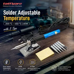 High Quality Solder Listrik 60Watt Dengan Bonus 5 Mata Solder Spons Serta Penyangga
