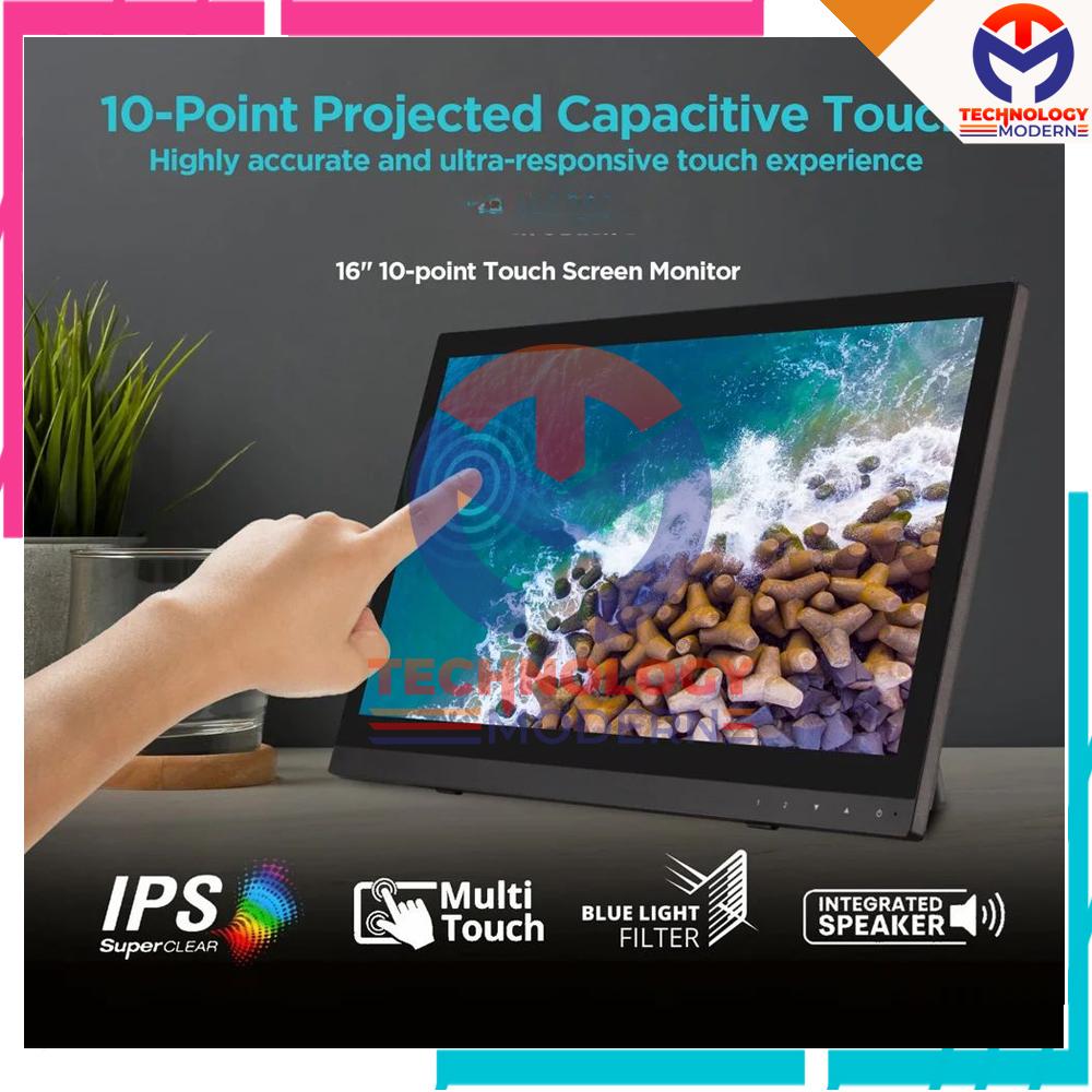 Monitor Portable Touchscreen 16 Inch Support Windows & Linux Built In Dual Speaker HD