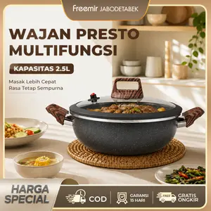 [MasihNgekost] freemir Presto Micro Pressure Wajan 24cm Wajan Anti Lengket Presto Daging Anti Meledak Masak Lebih Aman Lebih Cepat Set Wajan+Tutup Kaca Kitchenware Premium
