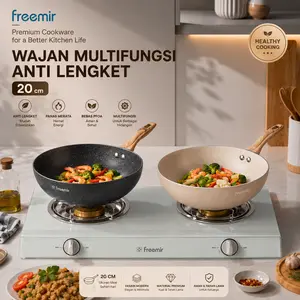 [SPECIAL BRAND] freemir Wajan Cekung 20 cm Anti Mengelupas Kapasitas 1.5 L Wajan Anti Lengket Asli Penggorengan Anti Gosong Kitchen Serbaguna Granit Premium