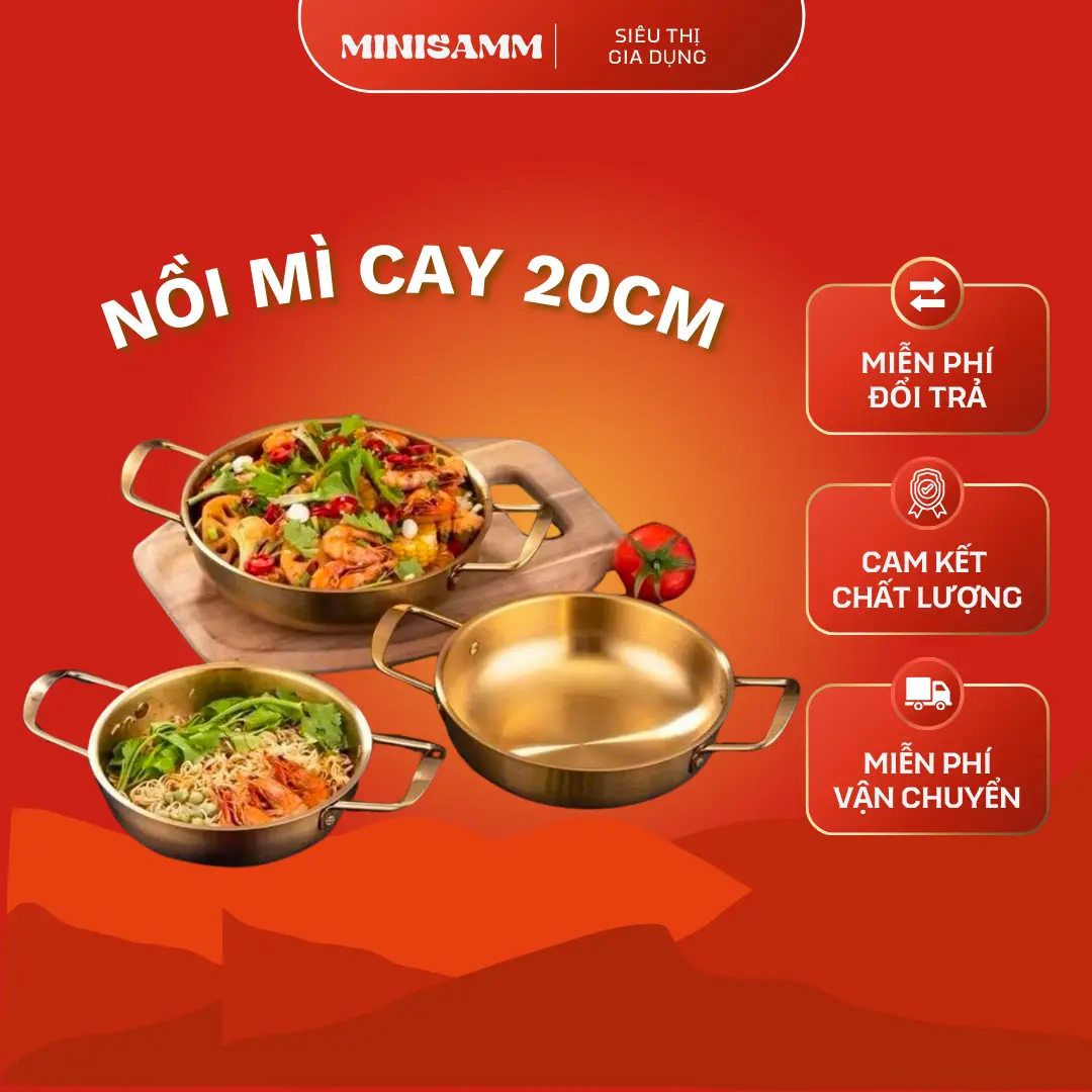 [Combo 2 ] Nồi Mì Cay, Soup- Nồi Nấu Ăn MINI Bằng Thép Không Gỉ Phong Cách Hàn quốc 20CM