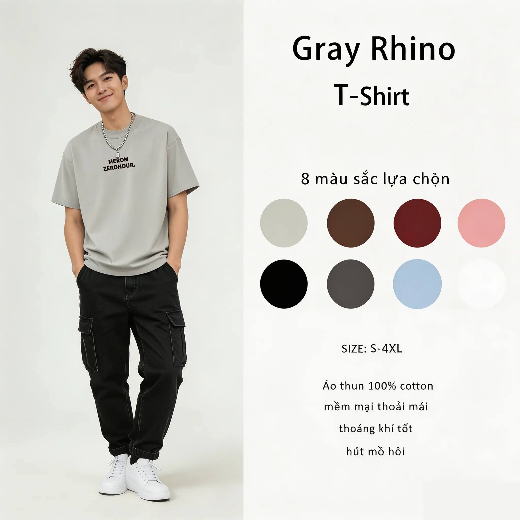 Áo Thun Cotton, Phong Cách Thường Ngày Dễ Phối Đồ Mềm Mại Và Thoải Mái, Chất Liệu Cotton 100%