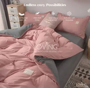 Sprei Set Bedcover + Sarung Bantal Sarung Guling Polos Two Tone Kombinasi Dua Warna Aesthetic Bahan Kualitas Premiun Ukuran Lengkap 200, 180, 160, 140, 120 Paket Lengkap Seprei Sudut Karet Anti Geser