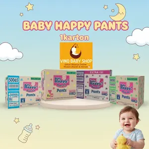 DISKON XTRA 20% 1 DUS Baby Happy Pants Popok Bayi S40 / M32 / L28 / XL26 / XXL24 JUMBO M48/L42 ISI 4 BALL